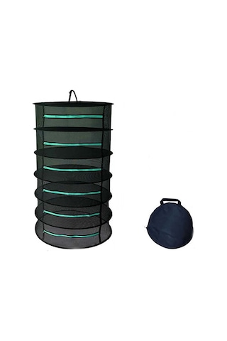 Sones Asılı Bitkisel Kurutma Ağı Katlanabilir Kurutma Rafı Kapalı Fermuarlı Bitki Kurutma Ağı, Özellikler: 60cm Çap 6 Katman