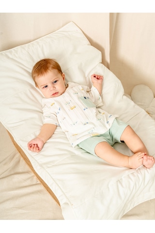 Jakarlı Örme Tişört Şort Takım Mint