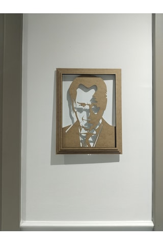 Led Işıklı Cumhuriyetin Kurucusu Atatürk Tasarımlı Ahşap Dekoratif Duvar Çerçevesi