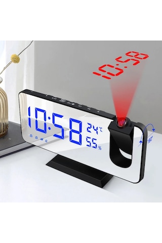 Fm Radyolu Led Projeksiyonlu Alarm Saat Usb Ayna Tasarım