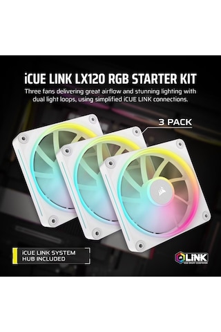 Corsaır İcue Lınk Lx120 Rgb 120mm Pwm Beyaz Üçlü Kasa Fanı -