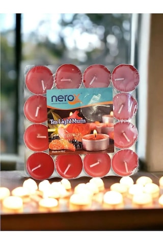 Nero X Tea Light Çok Amaçlı & Romantik Kokulu Mum Kırmızı 16 Adet Kırmızı