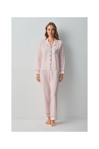 Suwen Emily Gömlek Yaka Pijama Takımı Wsh10510011919 Pembe