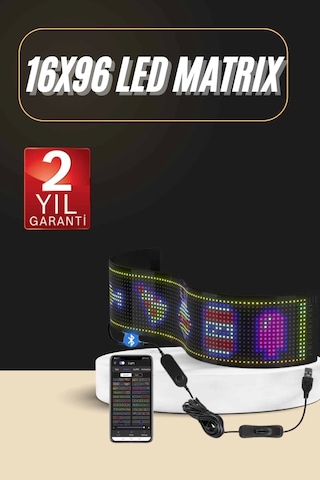 Led Ekran Matrix Panel En Büyük Boy 16x96 Araba Yazısı Çok Renkli