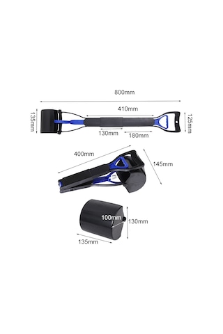 Tenfowee Köpek Kedi Fekal Toplayıcı, 45 Cm Uzun Saplı Katlanabilir Plastik Kasa, 20'li Çöp Poşeti Ve Depolama Kutusu Seti - Siyah Siyah