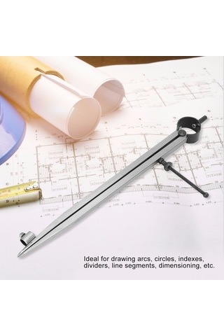 Tongxida 75mm Karbon Çelik Çubuk Kompas, Ayarlanabilir Kilitleme, Çizim Ölçüm İçin, Deri Ahşap İşçiliği, Kalem Kılıfı