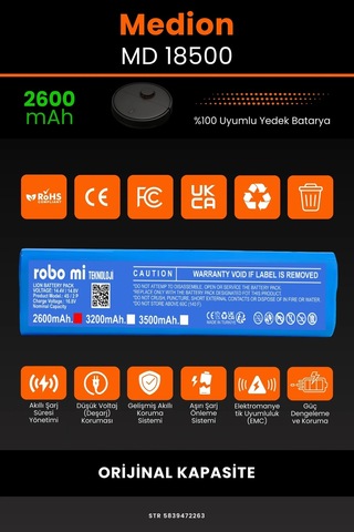 Medion MD18500 2600mAh Robot Süpürge Bataryası