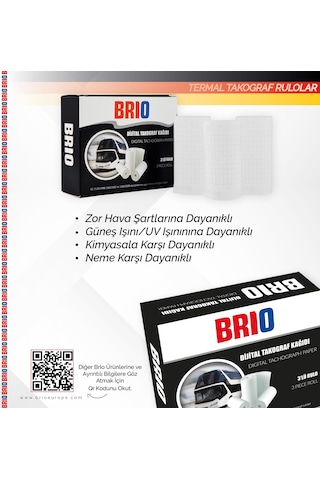 Brio Takograf Kağıdı Dijital Rulo 3 Lü 10 Paket