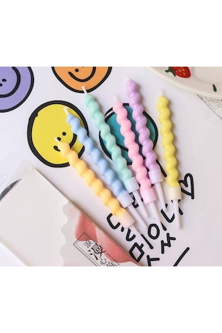 Makaron Renkli Spiral Mum 12 Cm 6 Adet