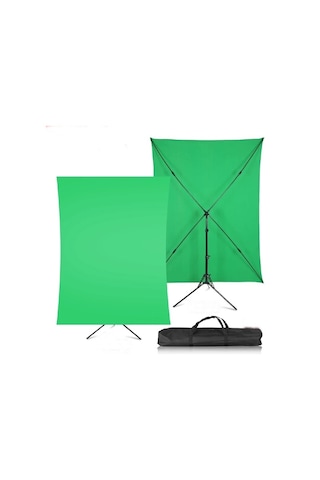 2x2m Yeşil Fon Perde + 2x2m Fon Stantı Fotoğraf Video Çekim Kiti