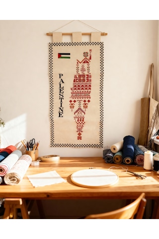 Filistin Nakışlı Kumaş Duvar Panosu 31x71 Cm Dekor