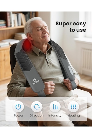 Comfıer Isı İle Shiatsu Boyun Masajı, Boyun Omuz Ağrısı İçin Elektrikli Derin Doku Omuz Masajı, Derin Yoğurma Masaj Yastığı, Ev Ofis Kullanımı, Doğum Günü Hediyeleri