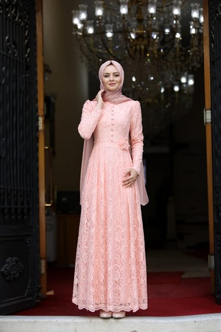 İbrahim Burak Etiler Collection Ahunisa Henna Abiye Pudra 5646