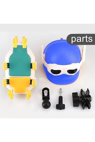 Motosiklet Telefon Tutucu Ayna Bağlantılı Titreşim Modüllü Güneş Ve Yağmur Koruma Blue