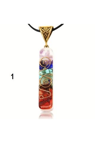 7 Taşlı Çakra Kolye Ruhsal Enerji Dengeleyici, Doğal Taşlardan Çok REnkli