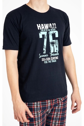 Tampap 2170-k Kısa Kollu Baskılı Erkek Pijama Takımı Lacivert