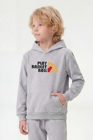 Panios Kids 3'lü Kanguru Cepli Kapüşon Detaylı Baskılı Erkek Çocuk 3 Parça Sweatshirt Füme - Lacivert
