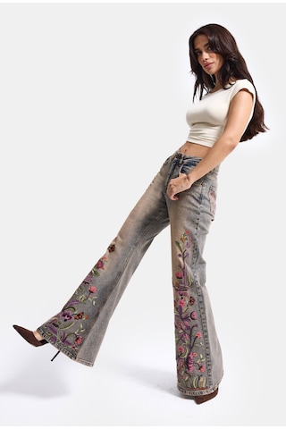 it's basic Kadın T.kot Rengi 4w6-85 Flare Fit Nakış Tasarım Denim Jean Kırmızı