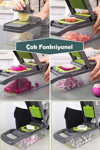 Çok Fonksiyonlu Sebze Doğrayıcı Lüx Rende Hazneli Sebze Patates Dilimleyici Doğrayıcı Mutfak Seti
