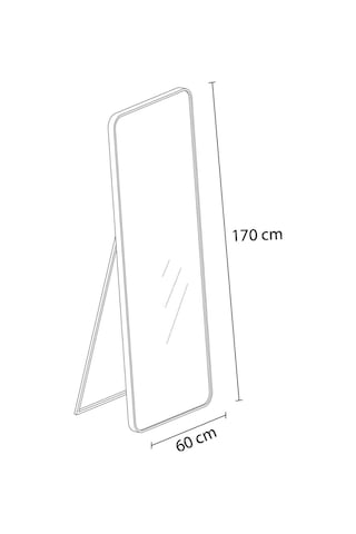 Real Oval Kesimli Metal Çerçeveli Ayaklı Boy Aynası Salon Aynası Yatak Odası Aynası 60 X 170 Cm Siyah