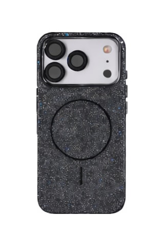 Apple Uyumlu iPhone 17 Magsafe Lens Koruma Camı li Simli Kutup Silikon Kılıf Siyah