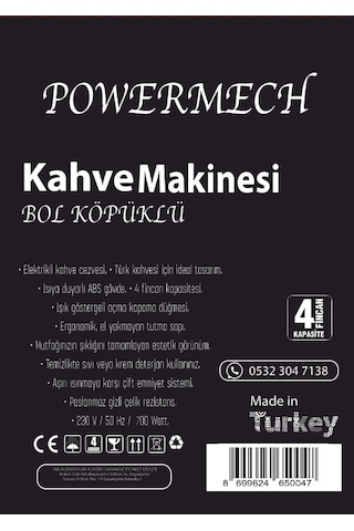 Powermech PM6969 Bol Köpüklü Elektrikli Cezve Türk Kahve Makinesi