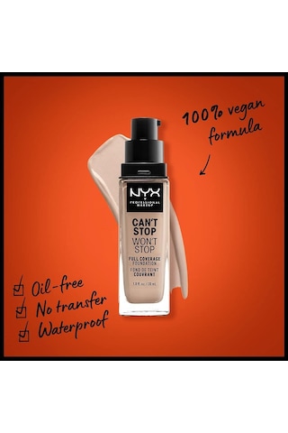 NYX Professional Makeup Can't Stop Won't Stop Full Coverage Foundation 03 Porcelain 30 ML