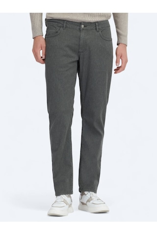 Kip Haki Dokuma Regular Fit Casual Pamuk Karışımlı Pantolon Haki