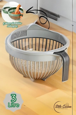 Linea Pirinç Süzgeci 3 Litre Gri Gri