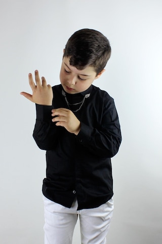 Doctor Junior Erkek Çocuk Zincir Yakalı Gömlek Siyah Siyah