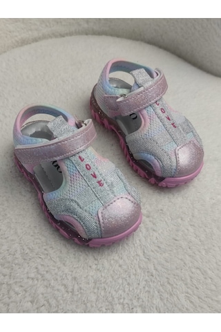 Muggo Slyvester Günlük Önü Kapalı Cırtlı Unisex Çocuk Sandalet Pudra