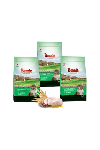 Bonnie Kısırlaştırılmış Tavuklu Kedi Maması 1,5 Kg X 3 Adet