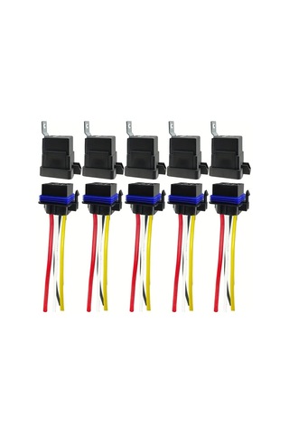 Xuweiwei Ağır Hizmet Tipi 12v 4 Pinli 5li Paket Spst Otomotiv Denizcilik Röle Kiti Ve Kablo Demeti 5 Adet 12 Awg Bakır Teller