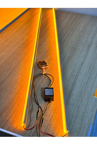 Cam Kenarı Yanıp Sönen Led Lamba 2 Li Uzaktan Kumandalı, 12 Modlu, Sarı Işık 12v 120 Cm