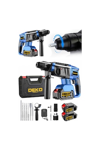 Deko Turkey DKT21KD 21v 4Ah Çift Akülü Darbeli Kırıcı Delici+Set