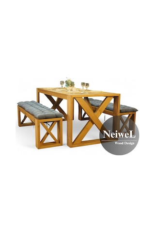 Neiwel Garden Mora Doğal Ahşap Bahçe Yemek Masası-70-100 Açık Ceviz