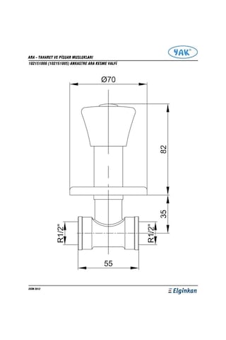Ar & Yak 102151006 Standart Salmastralı Ankastre Arakesme Valfi Krom