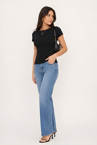 Lili Woman Kadın Premium Drapeli Crop Yarasa Kol Bluz Yumuşak Dokulu Basic Üst E.8010s SIYAH