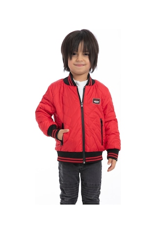 Erkek Çocuk Kırmızı Kolej Yaka Içi Astarlı Su Ve Rüzgar Geçirmez Fermuarlı Cep Mont Ceket Kırmızı