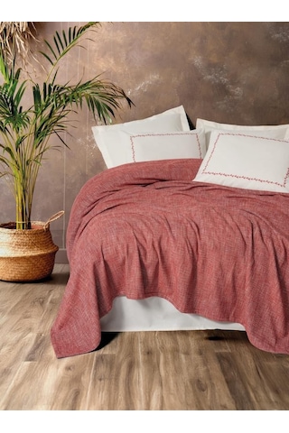 Cotton Box Embrova Şönil Çift Kişilik Yatak Örtüsü/pike Takımı Loom Bordo Çok Renkli