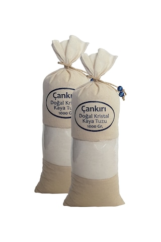 2 Adet Çankırı Kristal Kaya Tuzu Ince Çekilmiş Beyaz Bez Torbada 2 Kg. Orijinal Kaya Tuzu Ince