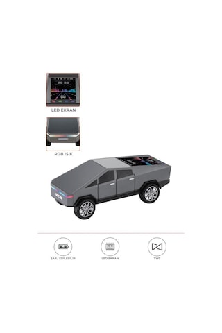 D68 Cybertruck Araba Tasarımlı Led Ekranli Radyolu Bluetooth Hoparlör 15w Güçlü Ses Rgb Led /tws/usb