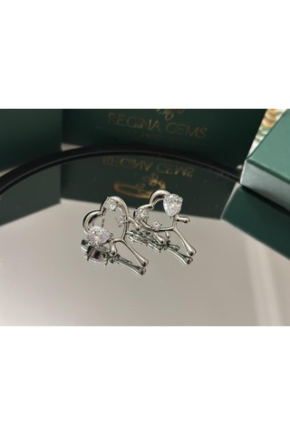 Golden Heart Bloom Crystal Küpe Gümüş