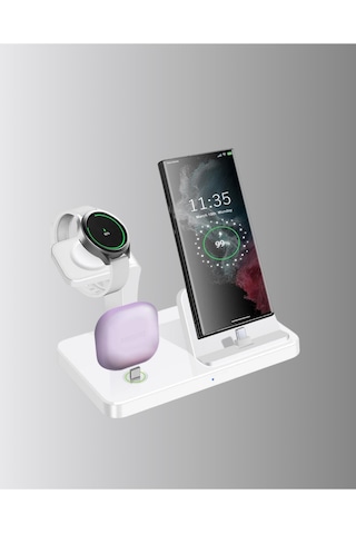 4 Lü Apple Kablosuz Şarj Standı İphone Watch Ve Airpods Çoklu Şarjlı