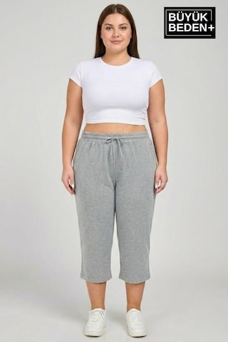 Süperlife Kadın Büyük Beden Şort 3xl-6xl Rahat Kesim Diz Altı Günlük Şort-spr26bsrk591 Gri Melanj