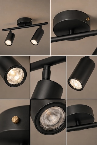 2'li Siyah Modern Şık Hareketli Ray Spot Aydınlatma Armatürü Başlıklı Tavan Spotu 50 Cm Mat Siyah