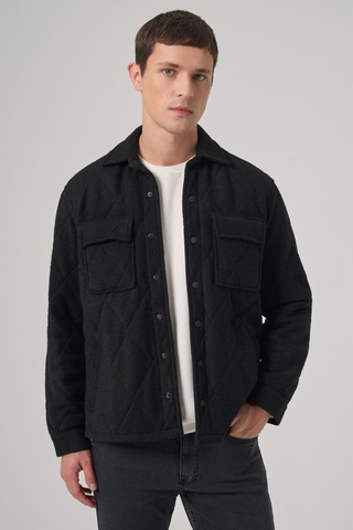 Morven Erkek Siyah Yünlü Dynamic Fit Berberi Yaka Mont 26ks024003001 Siyah