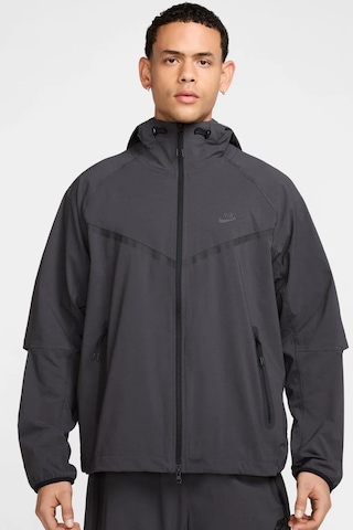 Nike Tech Woven Windrunner Full Zip Loose Fit Jacket Erkek Bol Kesim Dokuma Kapüşonlu Spor Ceket Antrasit Antrasit