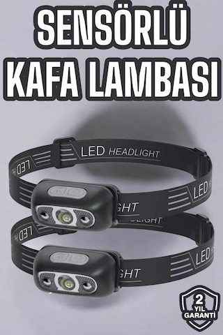 Kafa Lambası Kamp Lambası Led Işık Şarjlı Ayarlanabilir Siyah