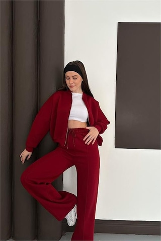 Neşeli Butik Kadın Fermuarlı 3 İplik Eşofman Takımı Nbesf01 Bordo